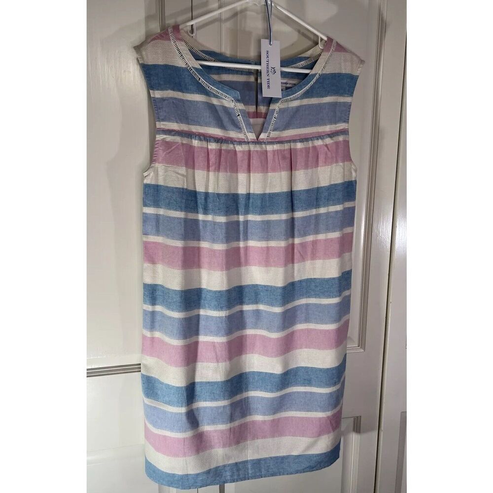 Striped Linen Dress Sleeveless Pink Blue White NWT Sz 8 by Southern Tide Tunic